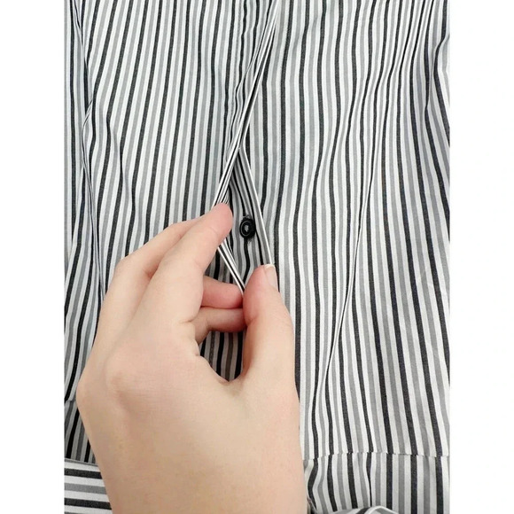 Calvin Klein Striped Shirt Dress 100% Cotton White and Gray Size 14 - Picture 6 of 12